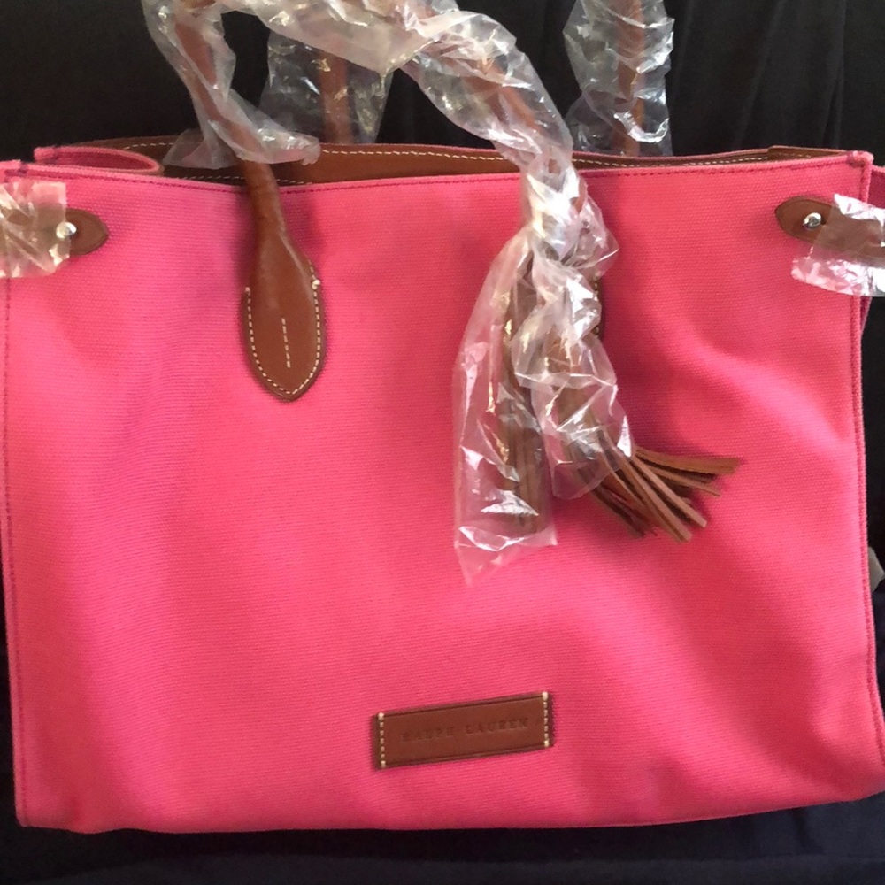 Brand new with tags pink canvas Ralph Lauren Tote